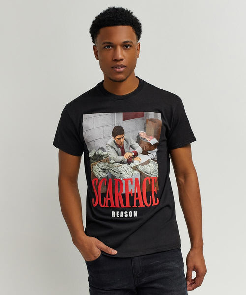 Men Black Reason Brand Scarface Money Tee