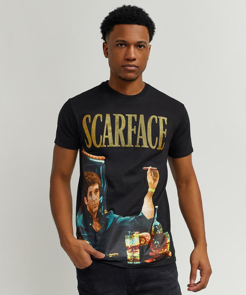 Men Black Reason Brand Scarface Photo Print Money Tee