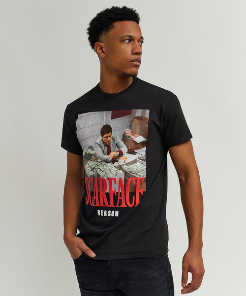 Men Black Reason Brand Scarface Money Tee