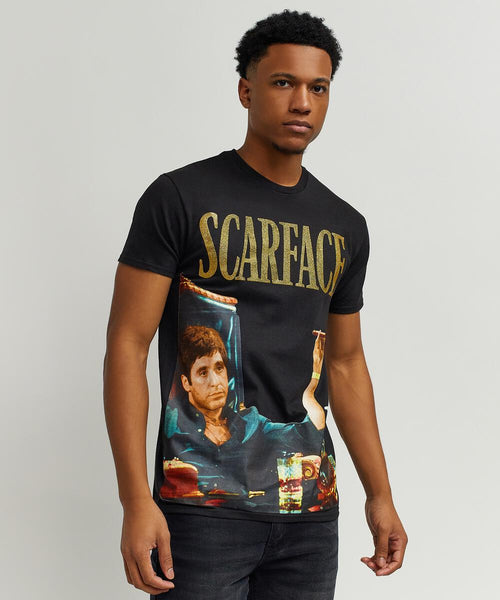 Men Black Reason Brand Scarface Photo Print Money Tee