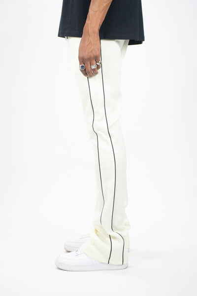 KIDS CREAM STACKED TRACK PANTS