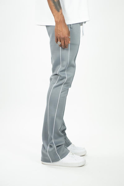 BIG MEN GREY WITH WHITE STRIP STACKED TRACK PANTS