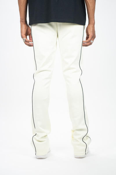 KIDS CREAM STACKED TRACK PANTS