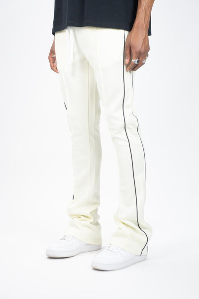 KIDS CREAM STACKED TRACK PANTS