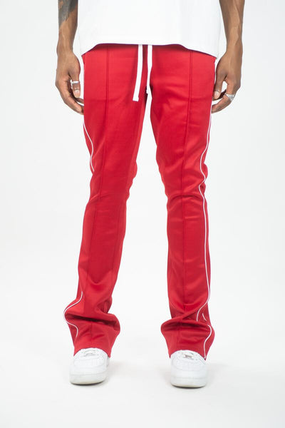 KIDS RED STACKED TRACK PANTS