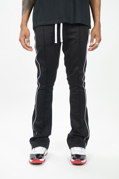 KIDS BLACK STACKED TRACK PANTS