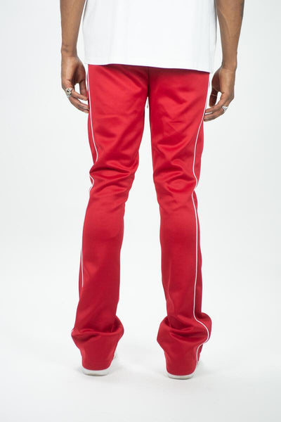 KIDS RED STACKED TRACK PANTS