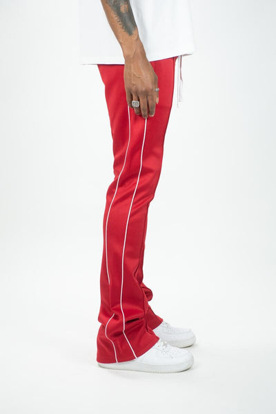 KIDS RED STACKED TRACK PANTS