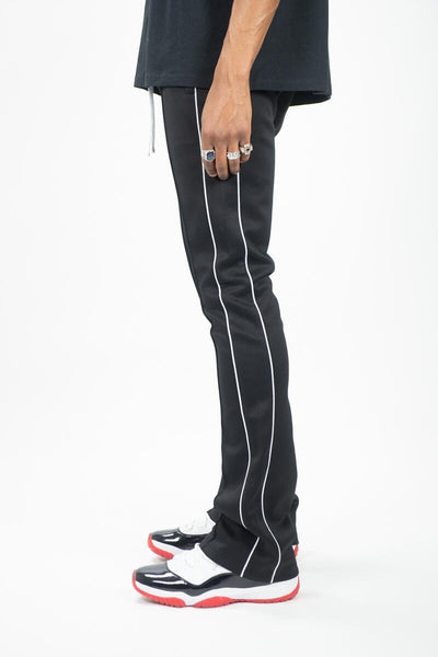 KIDS BLACK STACKED TRACK PANTS