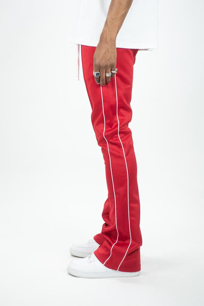 KIDS RED STACKED TRACK PANTS