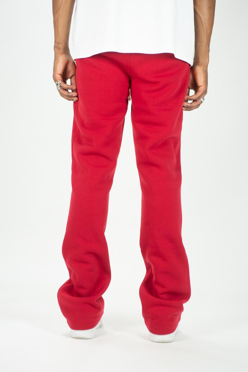 MEN RED STACKED FLEECE PANTS