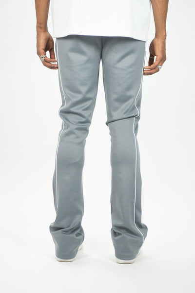 MEN GREY WITH BLACK STRIP STACKED TRACK PANTS