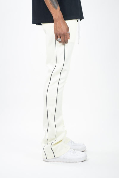 KIDS CREAM STACKED TRACK PANTS