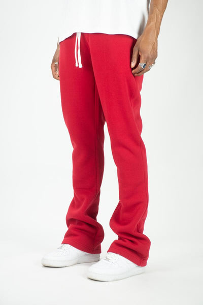 MEN RED STACKED FLEECE PANTS