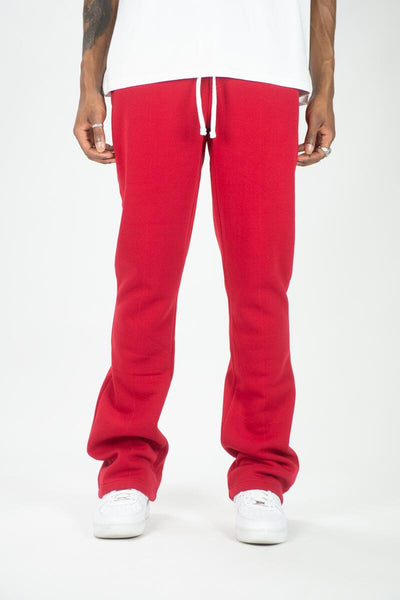 MEN RED STACKED FLEECE PANTS