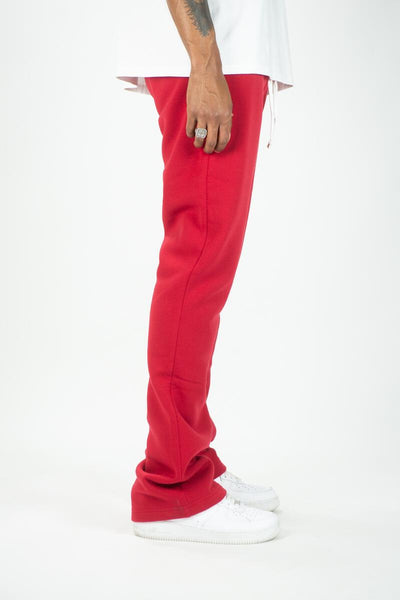 MEN RED STACKED FLEECE PANTS