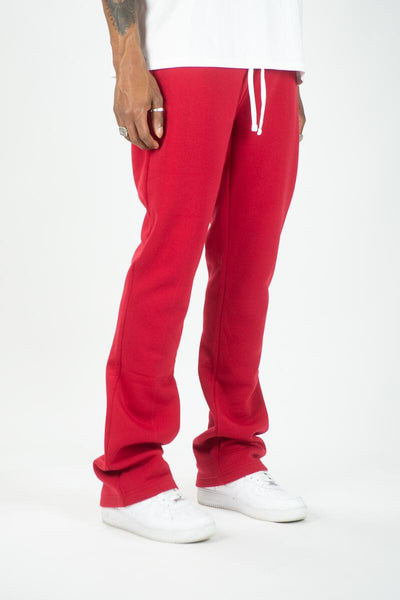 MEN RED STACKED FLEECE PANTS