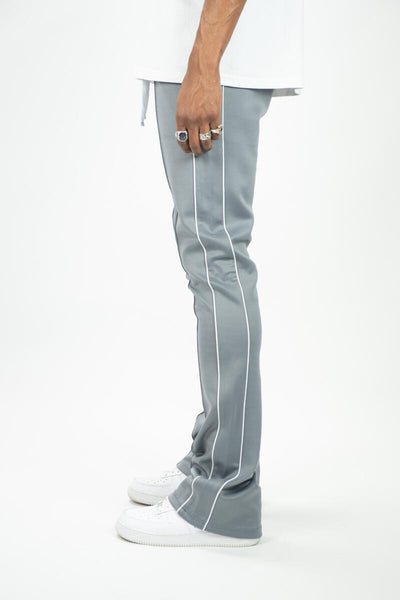 BIG MEN GREY WITH WHITE STRIP STACKED TRACK PANTS