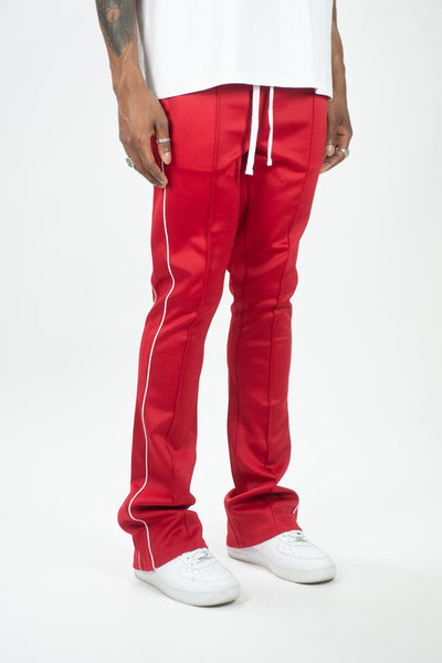 KIDS RED STACKED TRACK PANTS