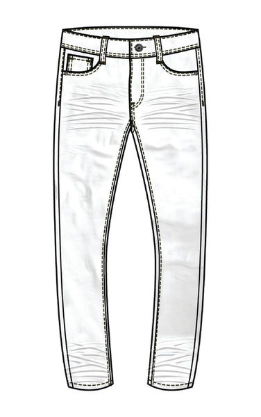 MEN WHITE BASIC 5 POCKET TWILL SLIM PANTS