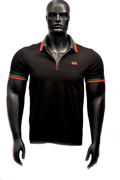 MEN BLACK ITALIA RED/GREEN POLO SHIRT