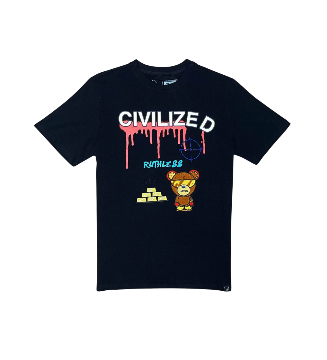 Men Black Ruthless Civilized Bear Tee