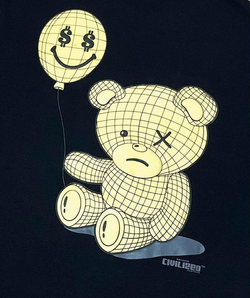 Men Black Happy Face Bear Tee