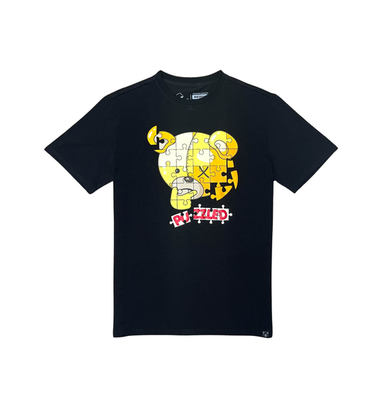 MEN BLACK PUZZLED BEAR TEE