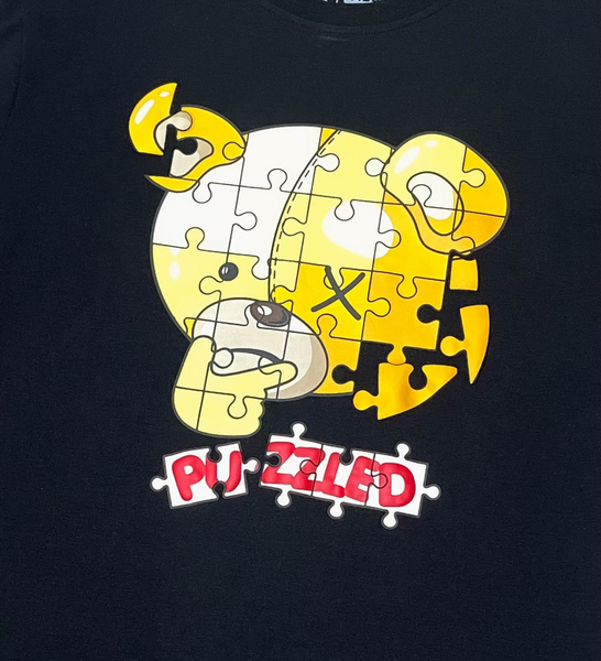 MEN BLACK PUZZLED BEAR TEE