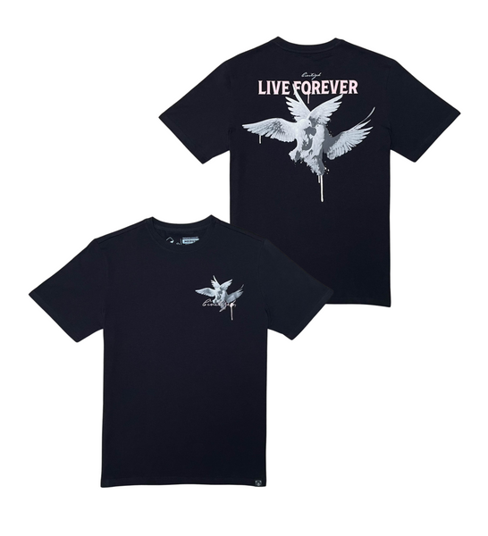 MEN BLACK LIVE FOREVER BIRD TEE