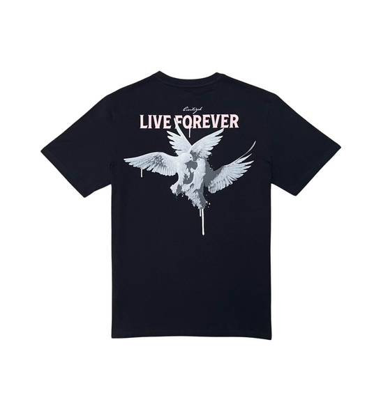 MEN BLACK LIVE FOREVER BIRD TEE