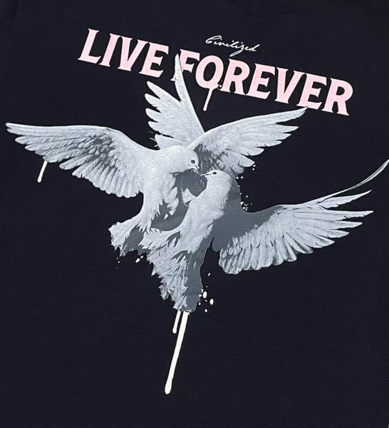 MEN BLACK LIVE FOREVER BIRD TEE