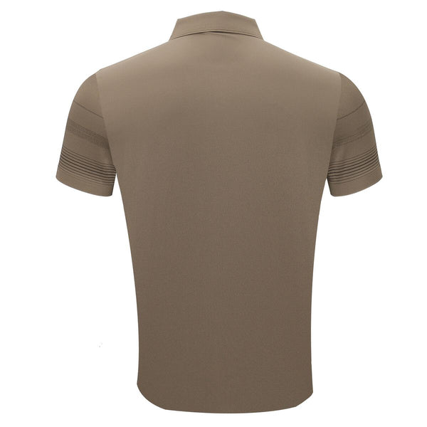 MEN KHAKI STRIPPED LEAF BAROCCO POLO SHIRT