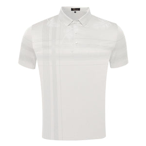 MEN WHITE STRIPPED LEAF BAROCCO POLO SHIRT