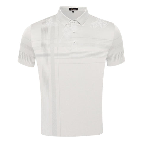 MEN WHITE STRIPPED LEAF BAROCCO POLO SHIRT