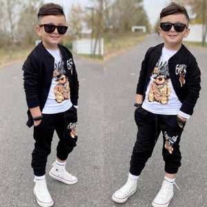 KIDS BLACK SAVAGE 3 PCS PANT SET