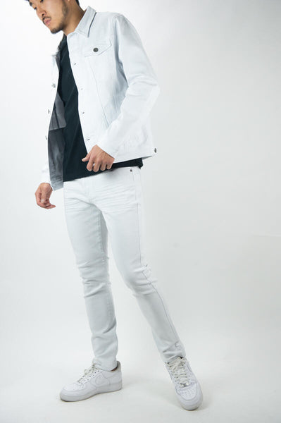 MEN WHITE BASIC 5 POCKET TWILL SLIM PANTS