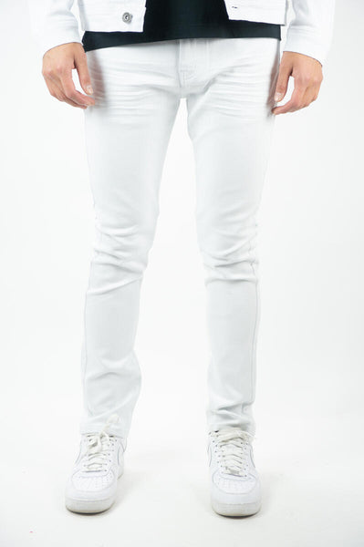 MEN WHITE BASIC 5 POCKET TWILL SLIM PANTS
