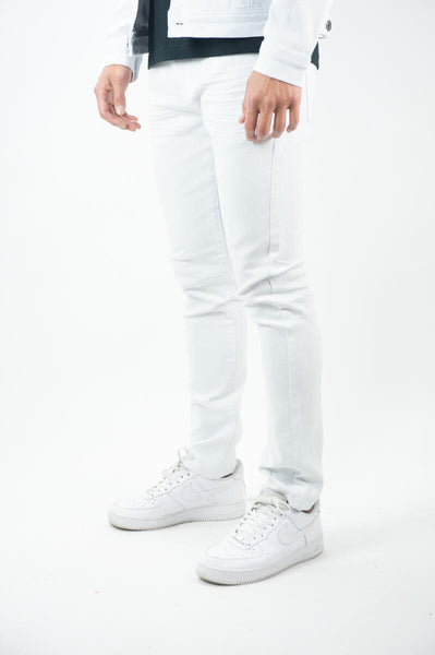 MEN WHITE BASIC 5 POCKET TWILL SLIM PANTS