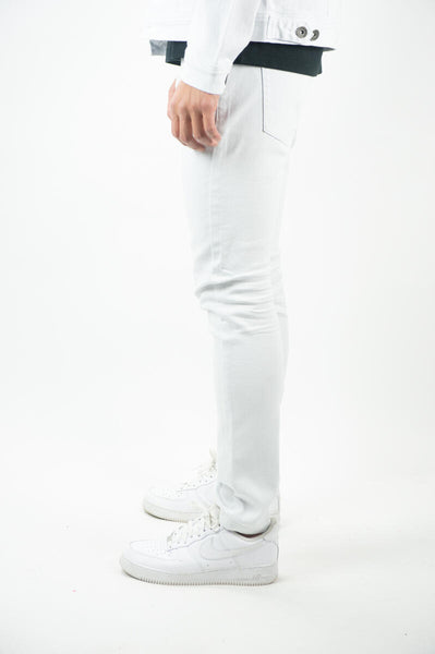 MEN WHITE BASIC 5 POCKET TWILL SLIM PANTS