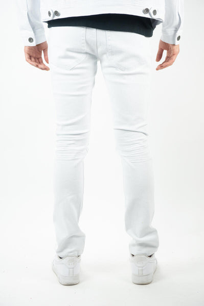 MEN WHITE BASIC 5 POCKET TWILL SLIM PANTS