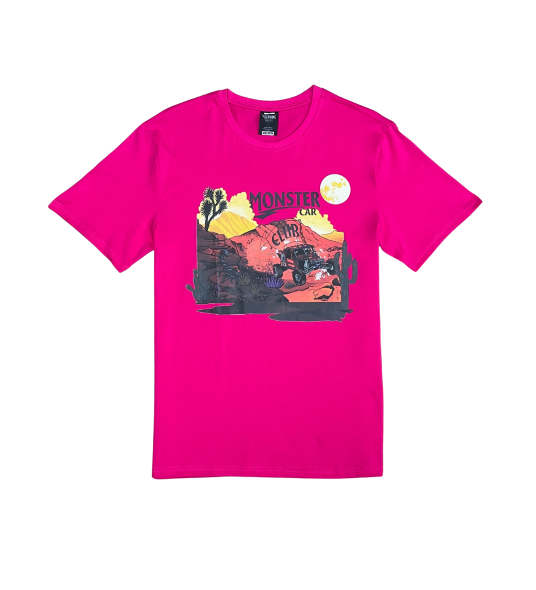 Men Fuchsia Monster Car Club Single Jersey Tshirt