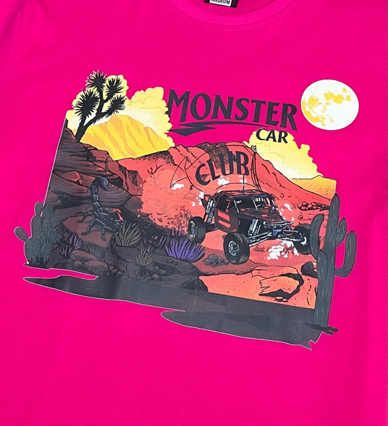 Men Fuchsia Monster Car Club Single Jersey Tshirt