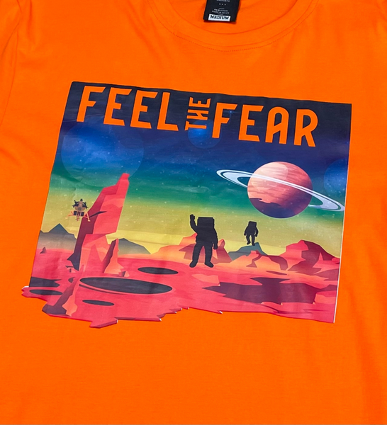 Men Space Orange Feel The Fear Tshirt