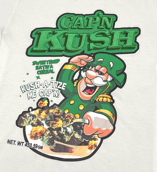 Men Off White/ Green Cap'n Kush Tshirt