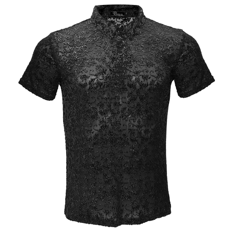 MEN BLACK/ SILVER GLITTER ALL OVER BAROCCO POLO SHIRT