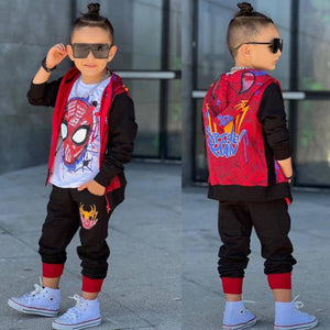 KIDS RED & BLACK SUPER SPIDERMAN 3 PCS PANT SET