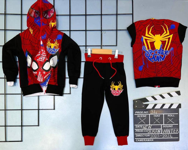 KIDS RED & BLACK SUPER SPIDERMAN 3 PCS PANT SET