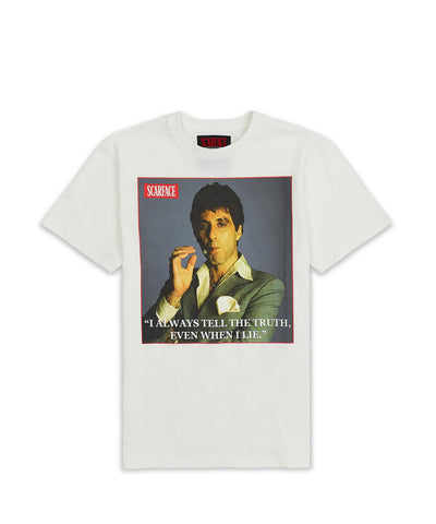 Men White Reason Brand Scarface Truth Tee