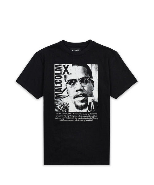 Men Black Reason Brand Malcolm X Monochrome Tee